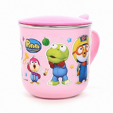 Cốc inox có nắp Pororo Hàn Quốc 